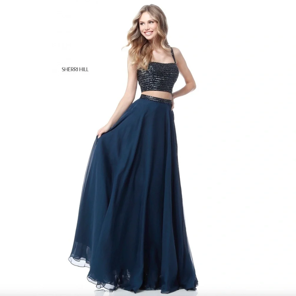 blue two piece sherri hill dress $398 NWT TWO PIECE SHERRI HILL PROM/PAGEANT/FORMAL DRESS/GOWN #50169 SIZE 2